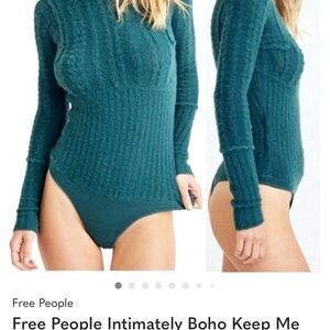 Free People Teal Ribbed Knit sweater bodysuit NWT